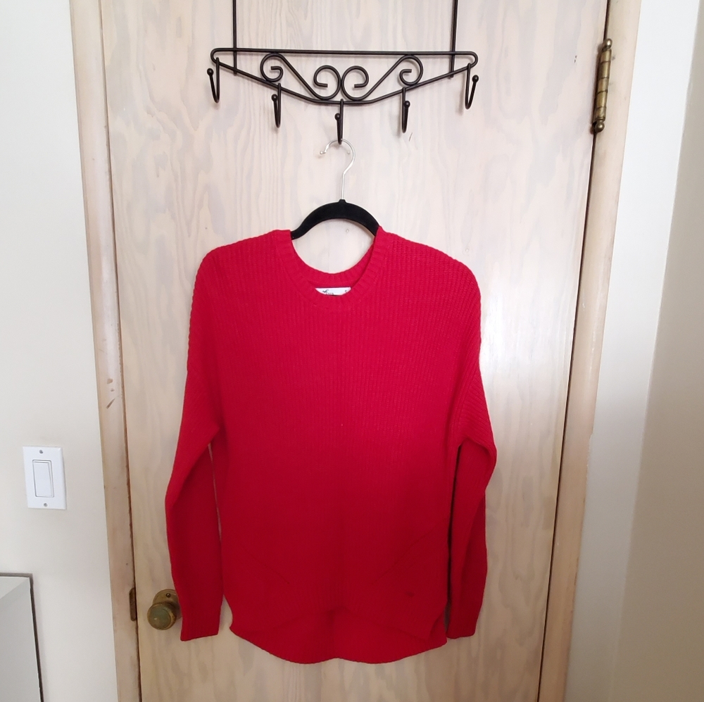 Hollister Red Knit Crewneck Sweater